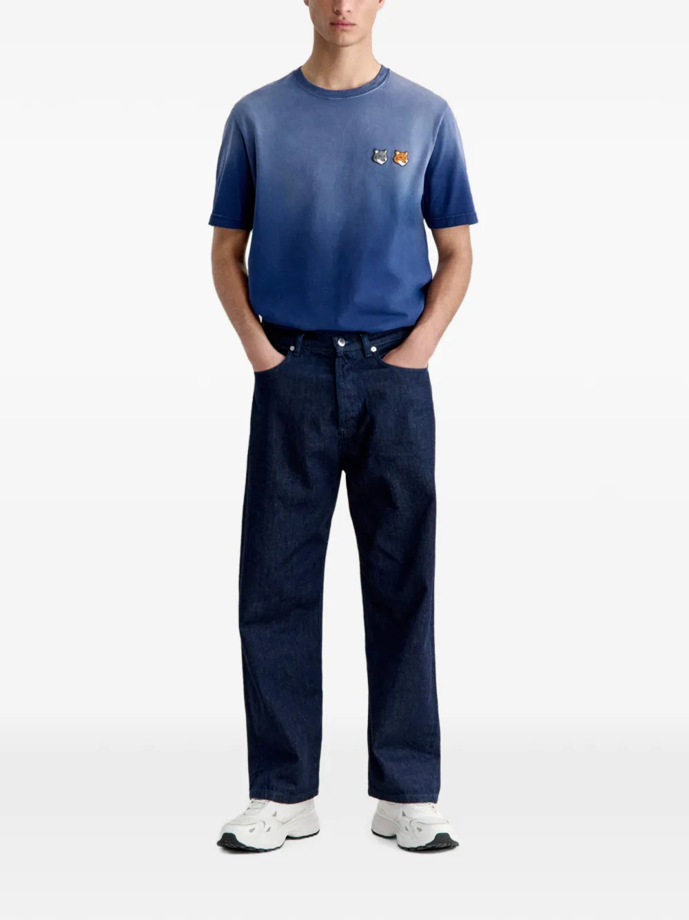 Maison Kitsuné T-shirt met vervaagde print Blauw