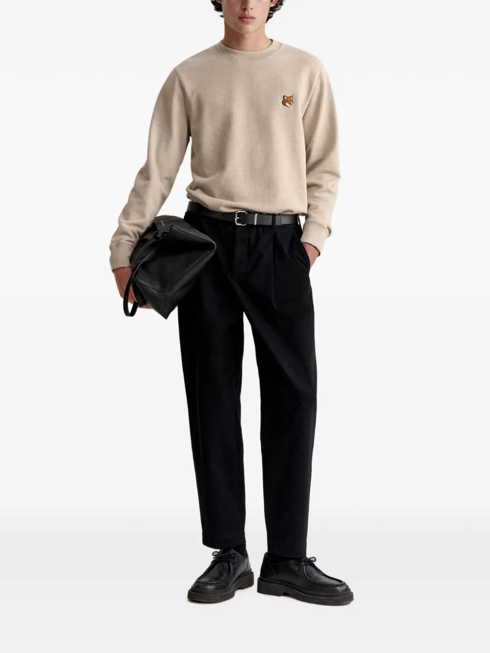Maison Kitsuné Plooibroek met elastische tailleband Zwart