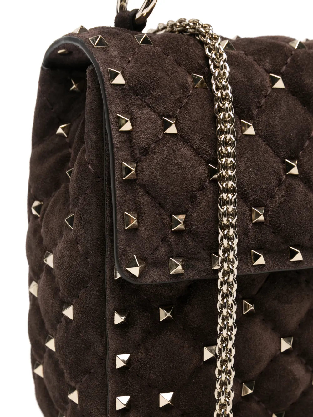Valentino Garavani Medium Rockstud Spike suède tas Bruin