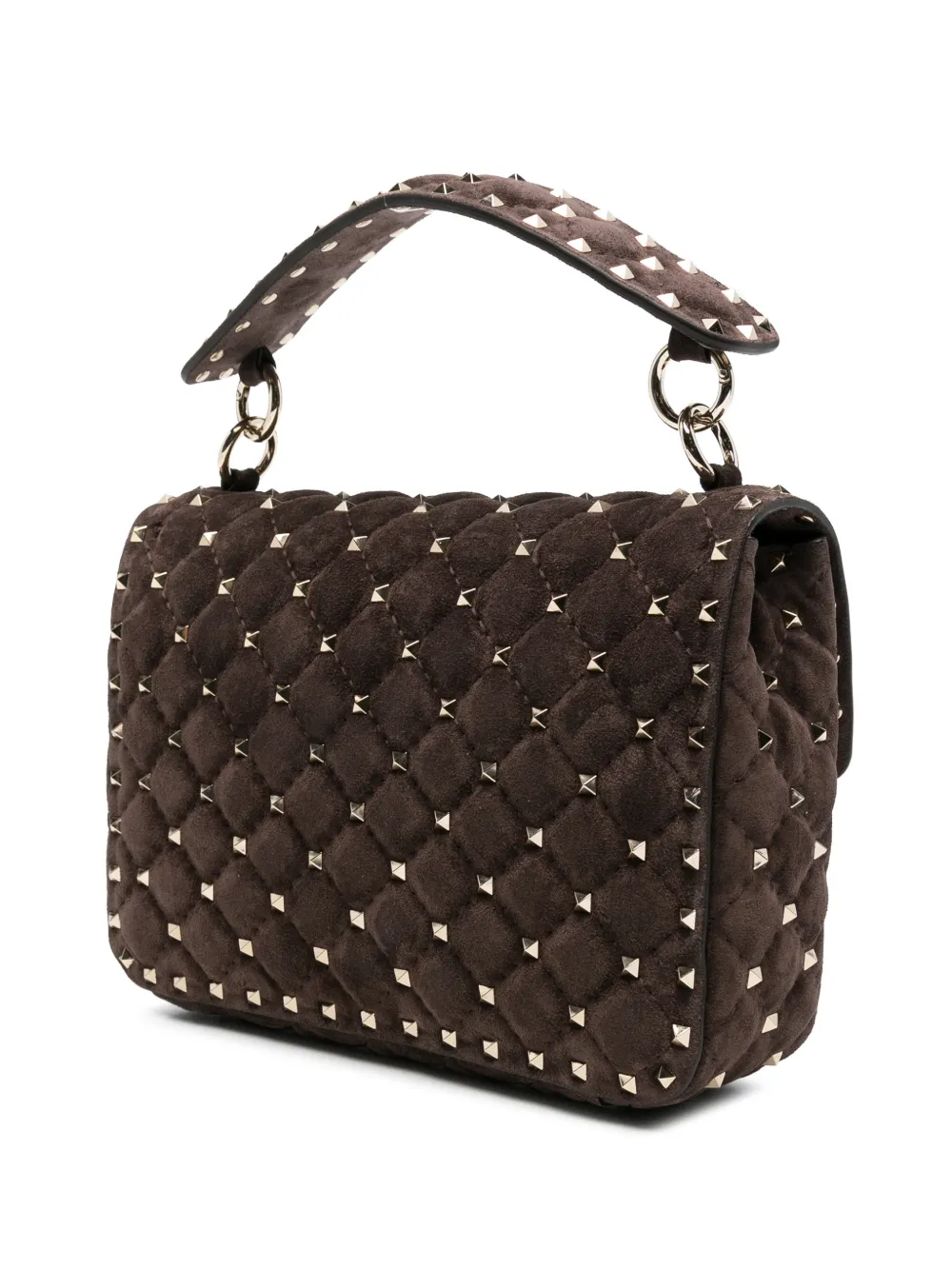 Valentino Garavani Medium Rockstud Spike suède tas Bruin