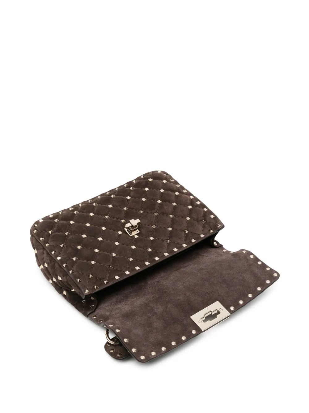 Valentino Garavani Medium Rockstud Spike suède tas Bruin