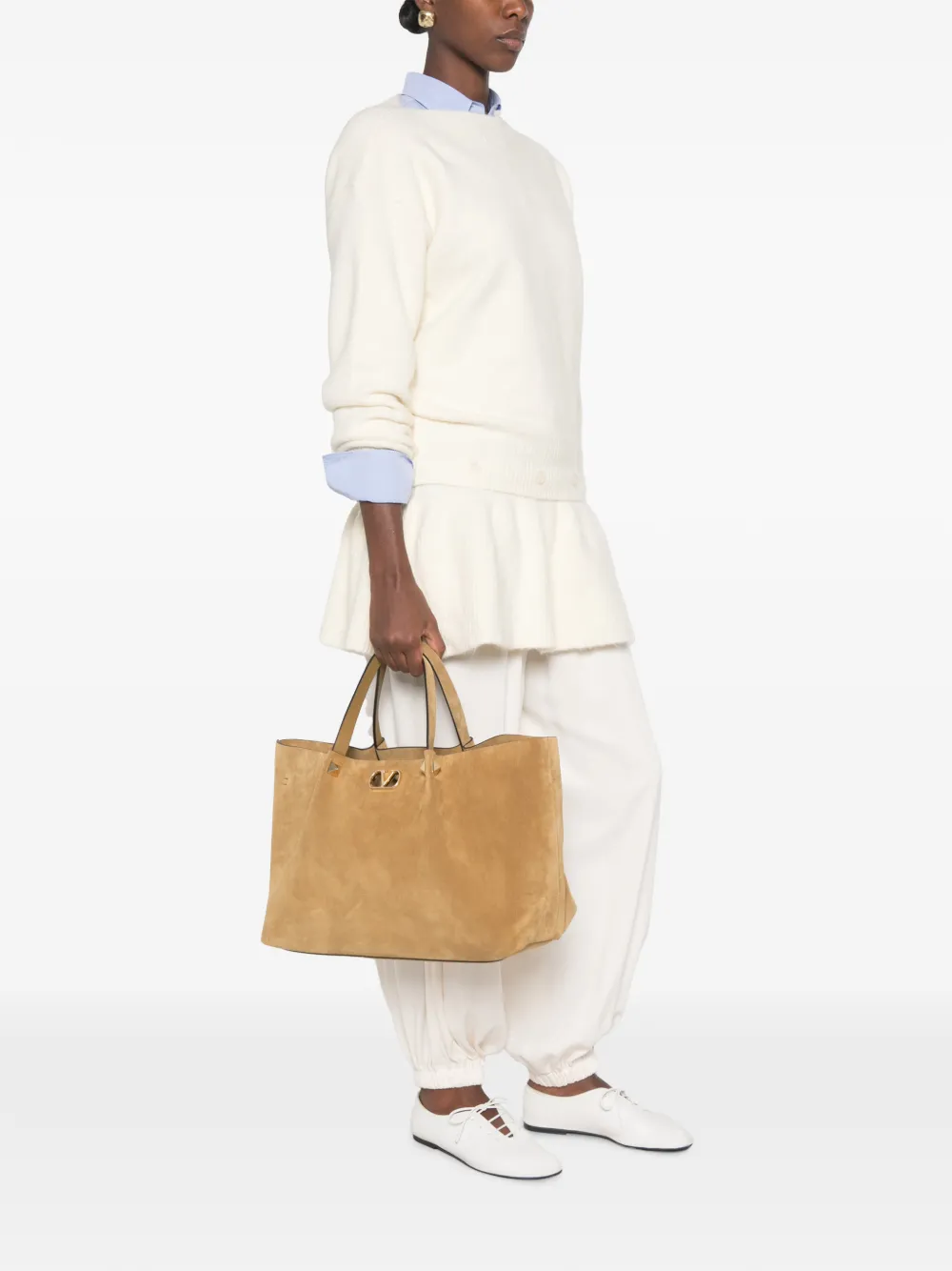 Valentino Garavani Grote Garavani suède shopper Beige