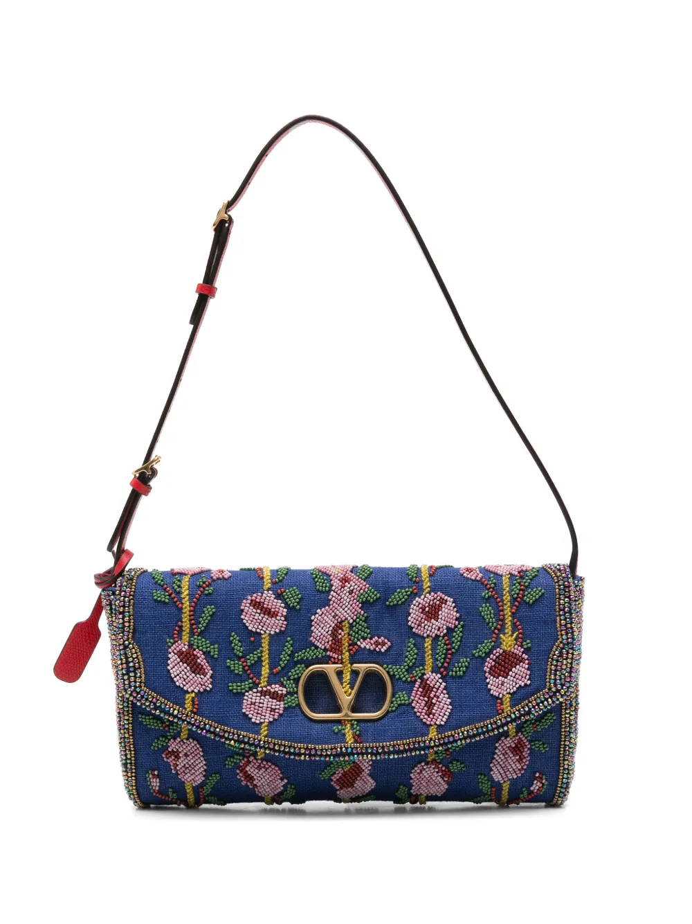 Valentino Garavani VLogo Signature bead-embellished shoulder bag - Blu