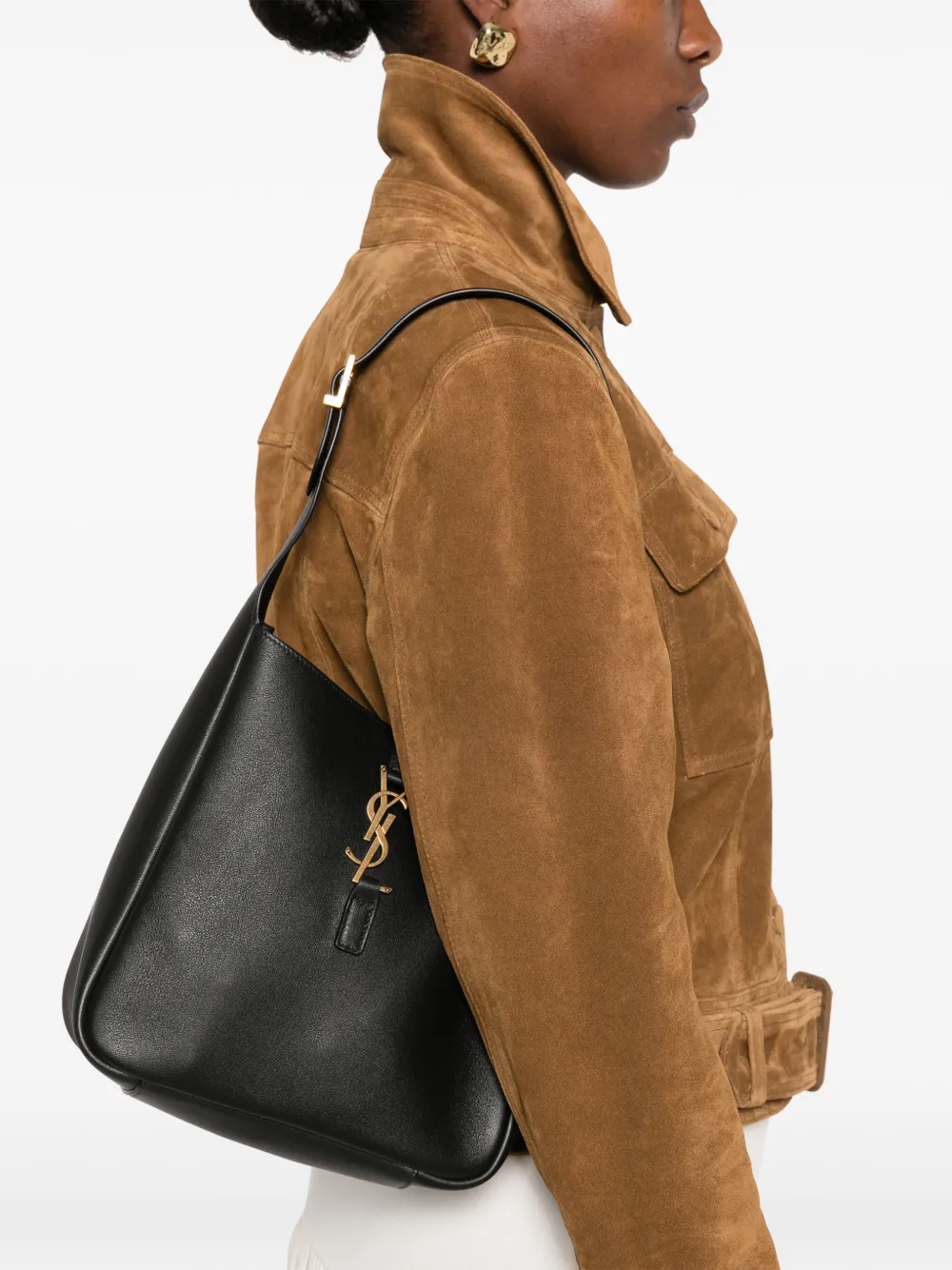 Saint Laurent LE 5 À 7 supple small in grained leather bag Zwart