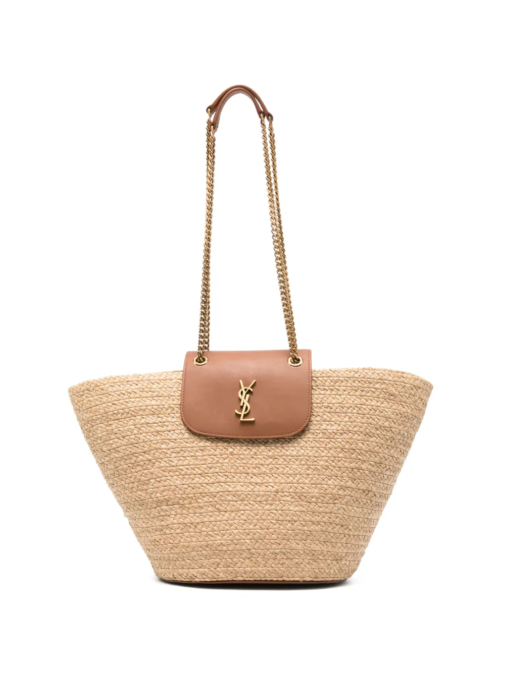 Saint Laurent Manon raffia shoulder bag - Toni neutri