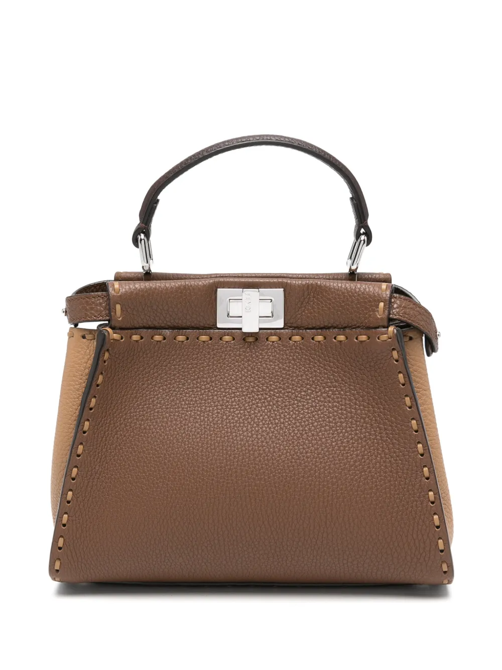 FENDI Peekaboo Mini leather mini bag - Marrone