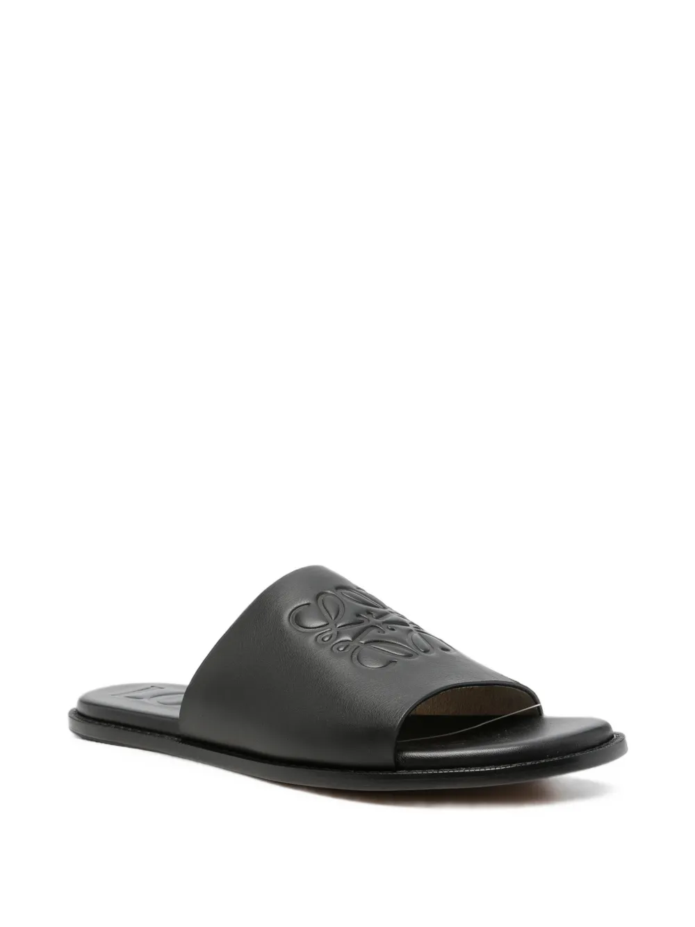 LOEWE Anagram leather slides Zwart