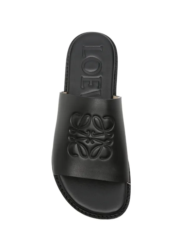 LOEWE アナグラム レザーサンダル | ブラック | FARFETCH JP