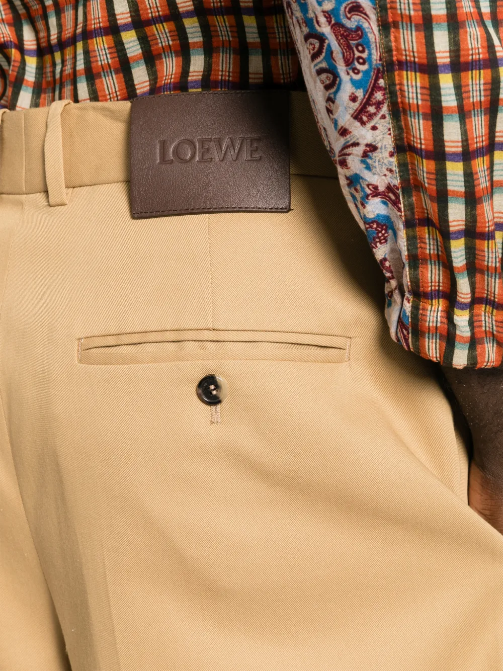 LOEWE Wide Leg Trousers in Cotton in Neutrals, view 5