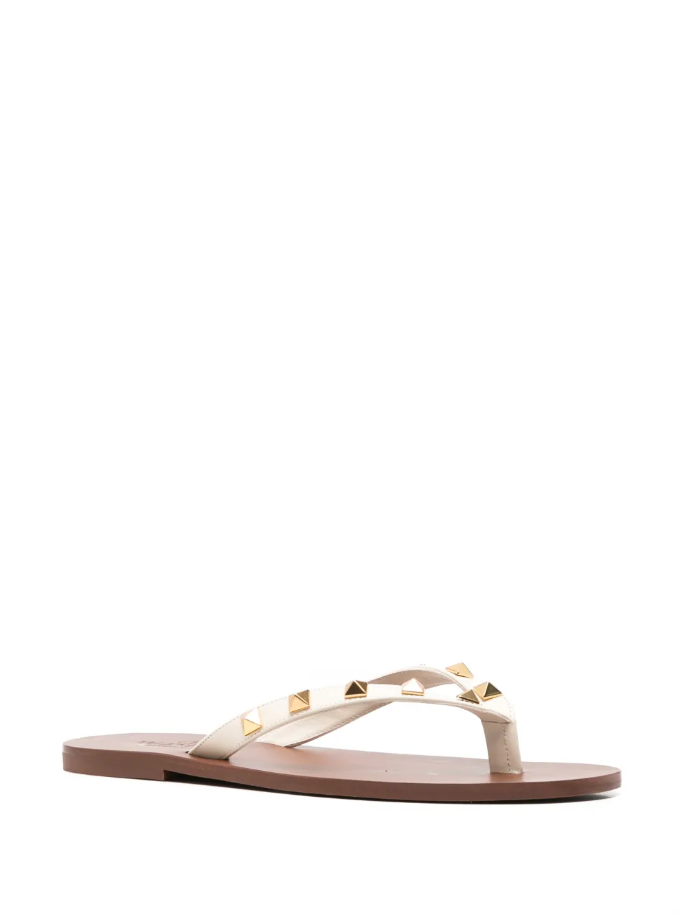 Valentino Garavani Rockstud calfskin thong sandals 05Mm Beige