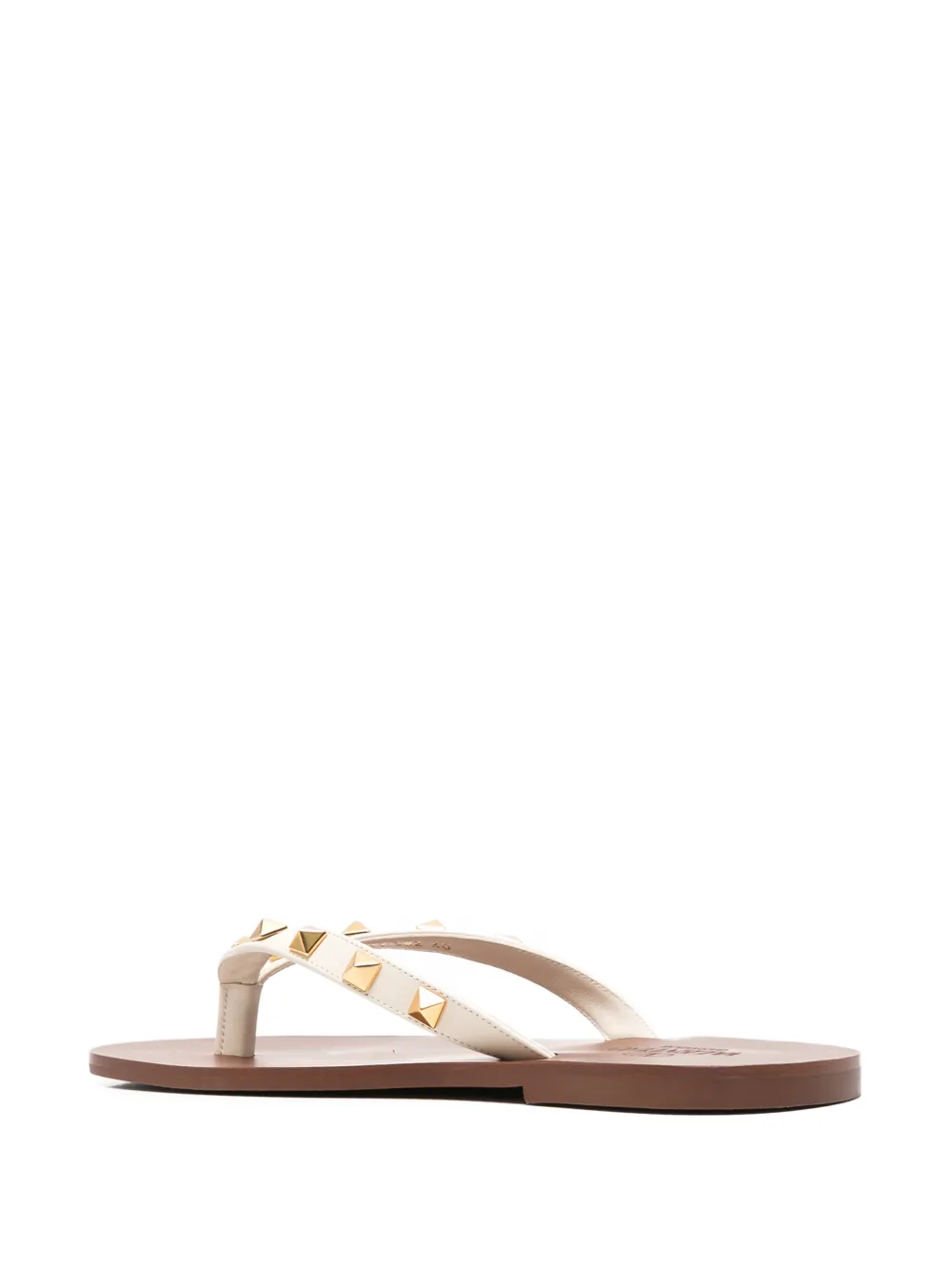 Valentino Garavani Rockstud calfskin thong sandals 05Mm Beige