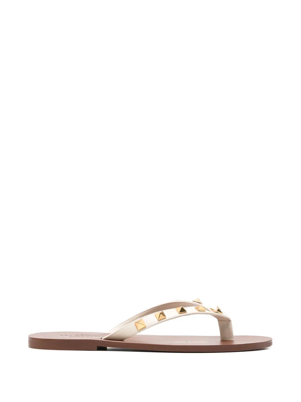 Valentino Garavani Rockstud calfskin thong sandals 05Mm Beige