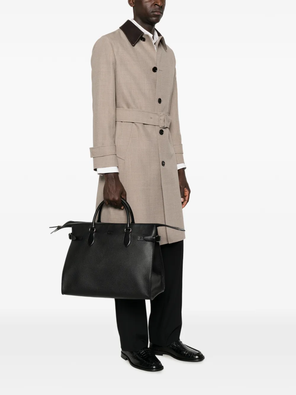 Valentino Garavani Antibes leren shopper met textuur Zwart
