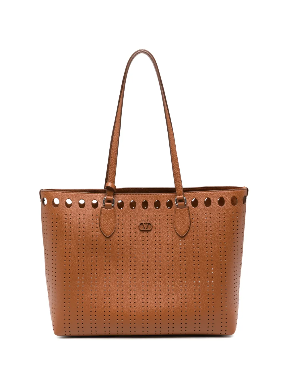 Valentino Garavani VLogo perforated tote bag - Marrone