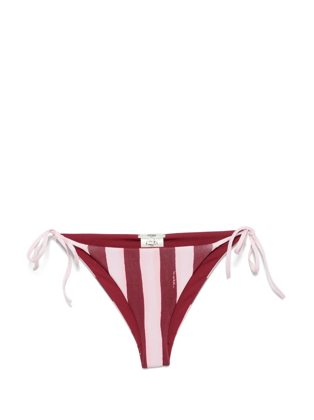 FENDI Slip bikini a righe con lacci laterali - Rosso
