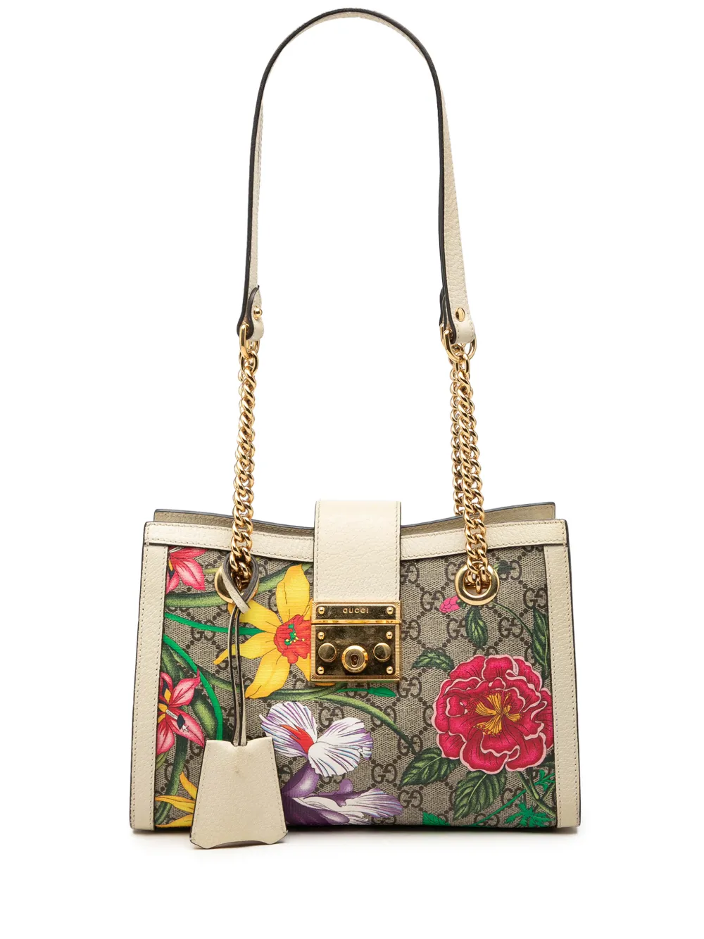 Gucci Pre-Owned 2000-2015 Small GG Supreme Flora Padlock tote bag - Toni neutri