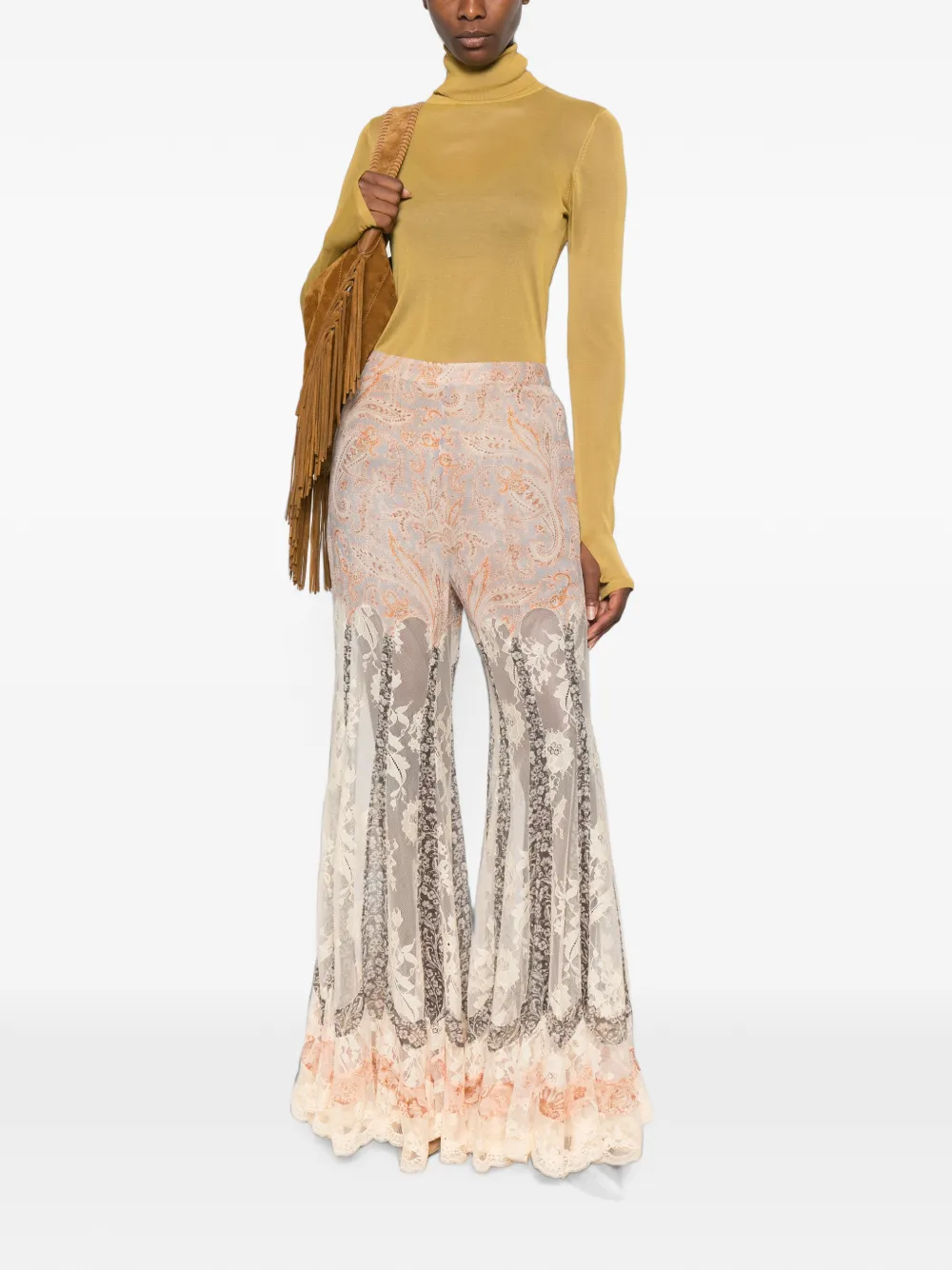 ZIMMERMANN Valiant flared broek met vlakken Beige