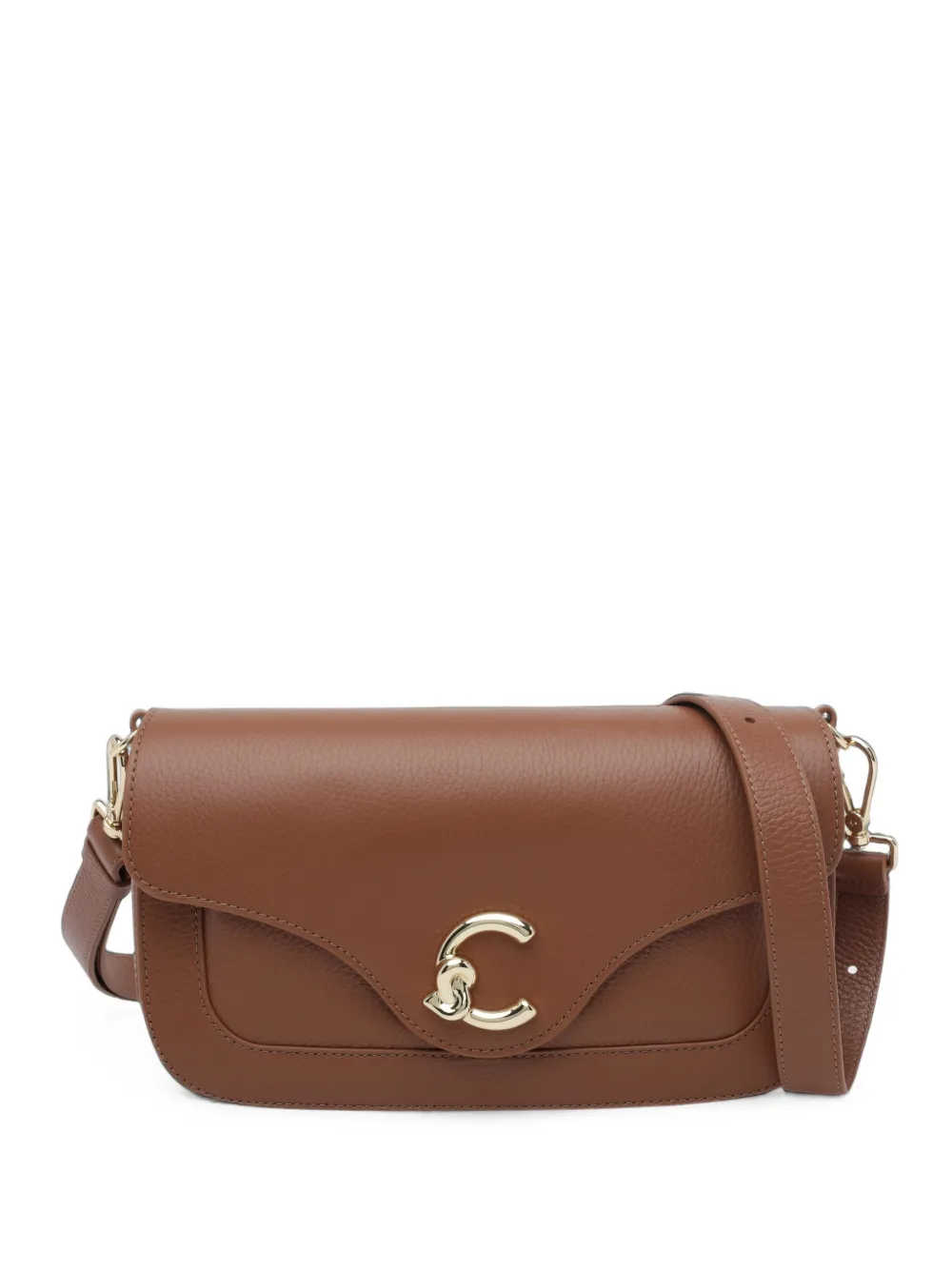 Coccinelle medium C-Me logo-plaque pebbled-leather shoulder bag · OS
