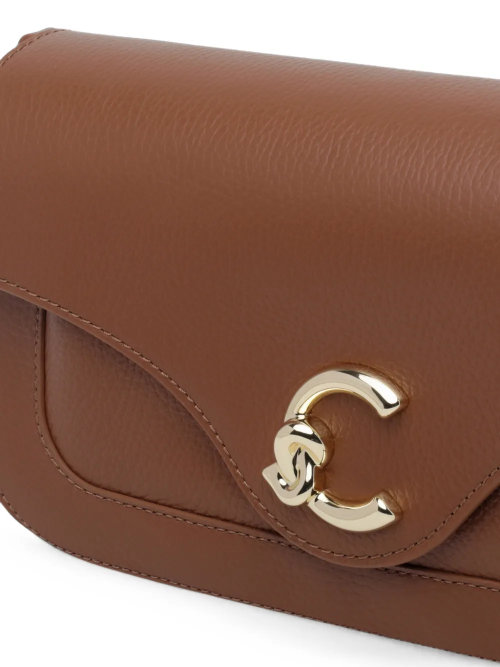 Coccinelle Medium C-Me schoudertas van generfd leer met logo-plakkaat Bruin