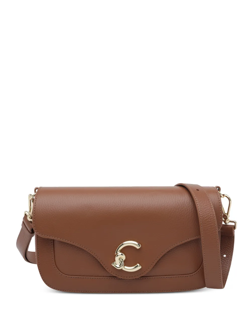 Coccinelle medium C-Me logo-plaque pebbled-leather shoulder bag