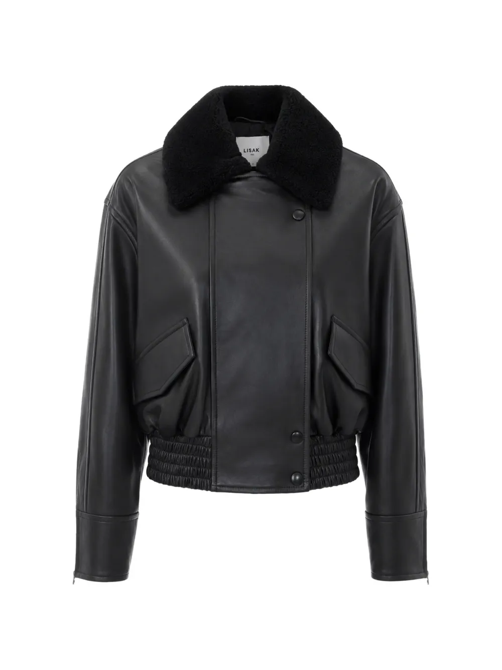 IVY OAK Laila Lane shearling-collar leather jacket - Nero