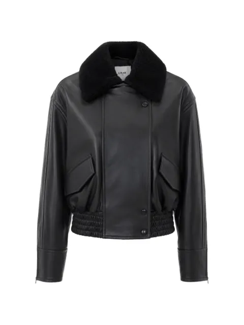 IVY OAK Laila Lane shearling-collar leather jacket