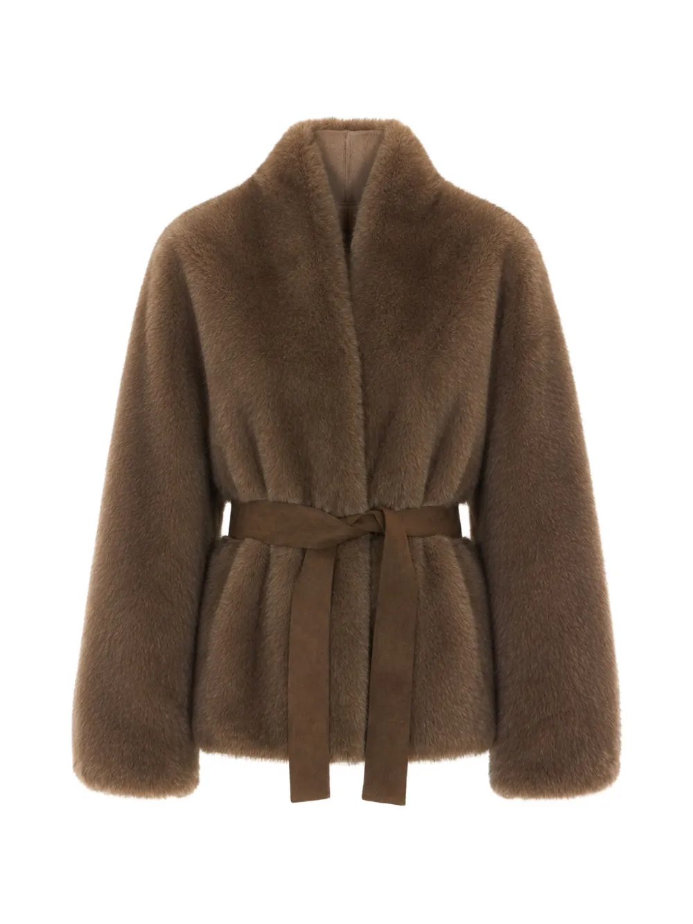 VALENTINI 1972 belted faux-fur jacket - Braun