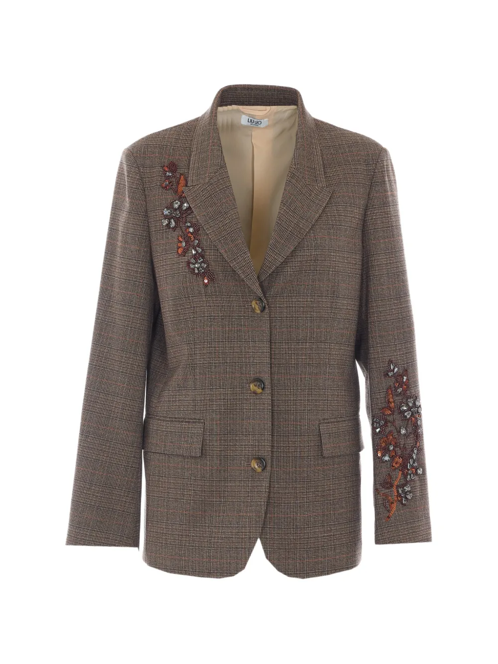 LIU JO blazer prince of wales check with rhinestones tartan - Braun
