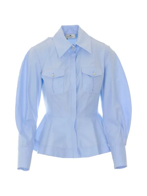 Elisabetta Franchi faux-pearl embellished peplum shirt