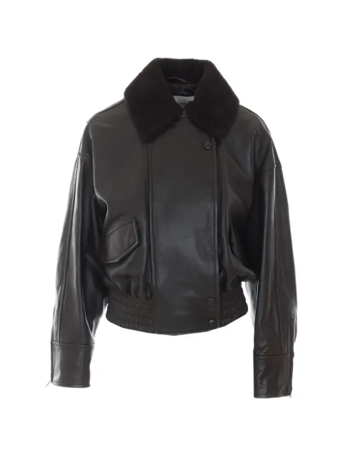 IVY OAK shearling-collar leather jacket