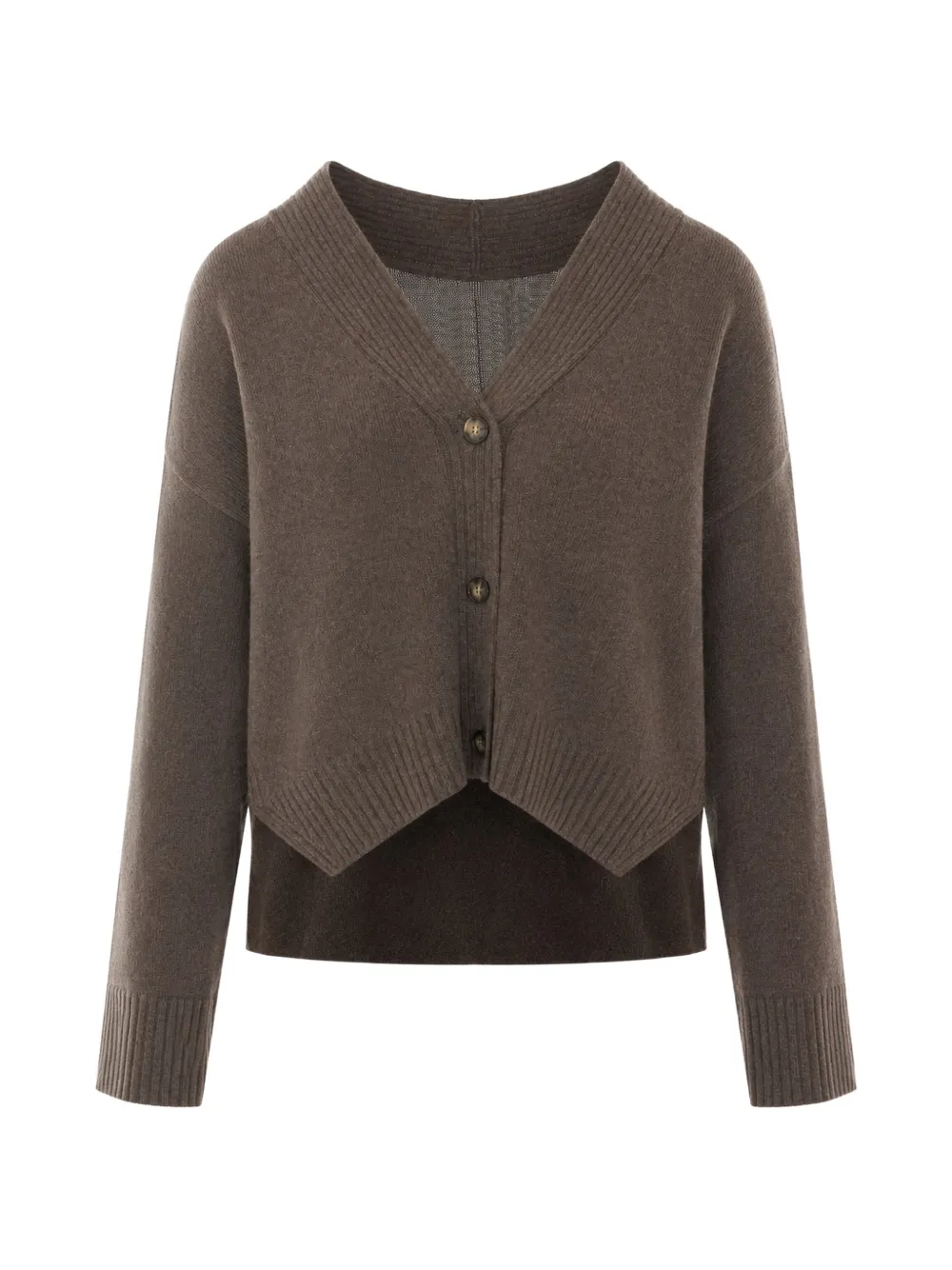 LouLou de Saison Kaia ribbed-trim cardigan - Braun
