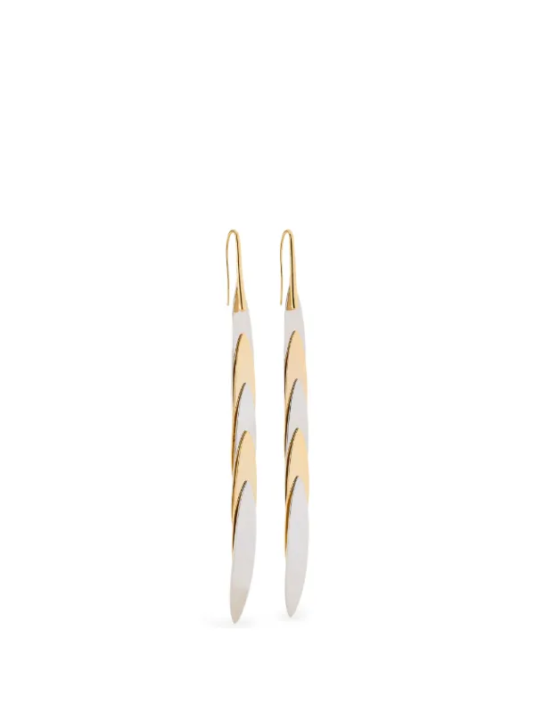 Jennifer Fisher Long Feather Drop Earrings in Gold