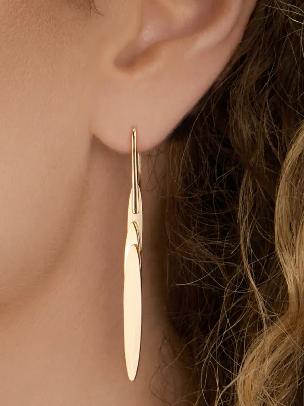 Jennifer Fisher Short Feather Drop Earrings in Gold