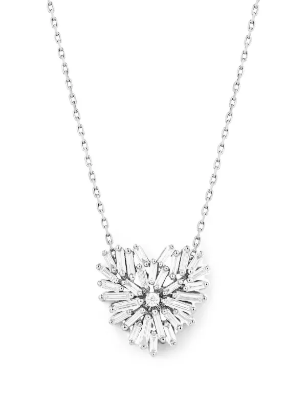 Suzanne Kalan Diamond Heart-pendant Necklace in Silver