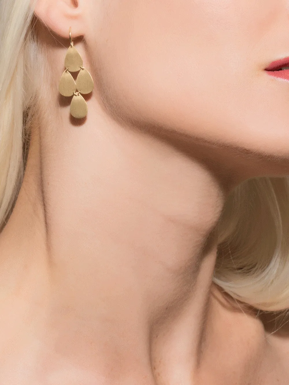 Irene Neuwirth Four-drop Chandelier Earrings in Gold, view 2
