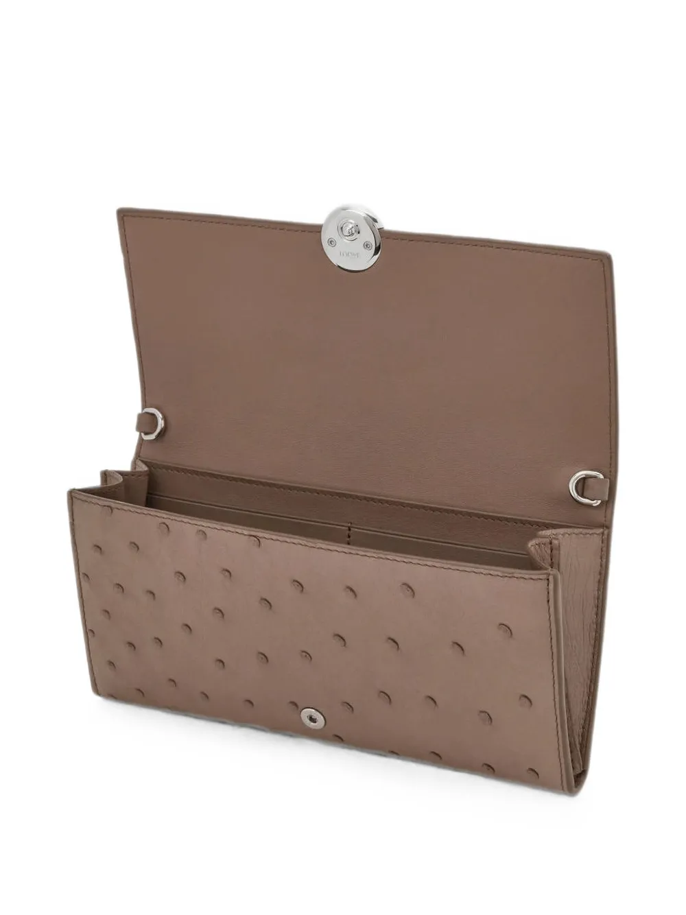 LOEWE Portemonnee met ketting van struisvogelleer Beige