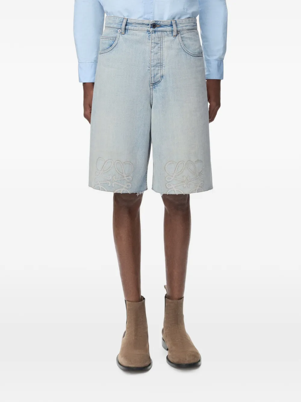 LOEWE Anagram denim shorts Blauw