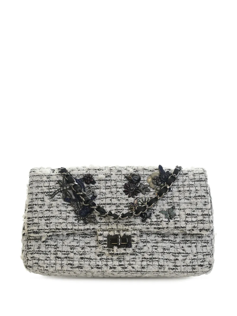 CHANEL Pre-Owned 2010-2011 Mini Tweed Garden Party Reissue 2.55 Double Flap 224 shoulder bag - Nero