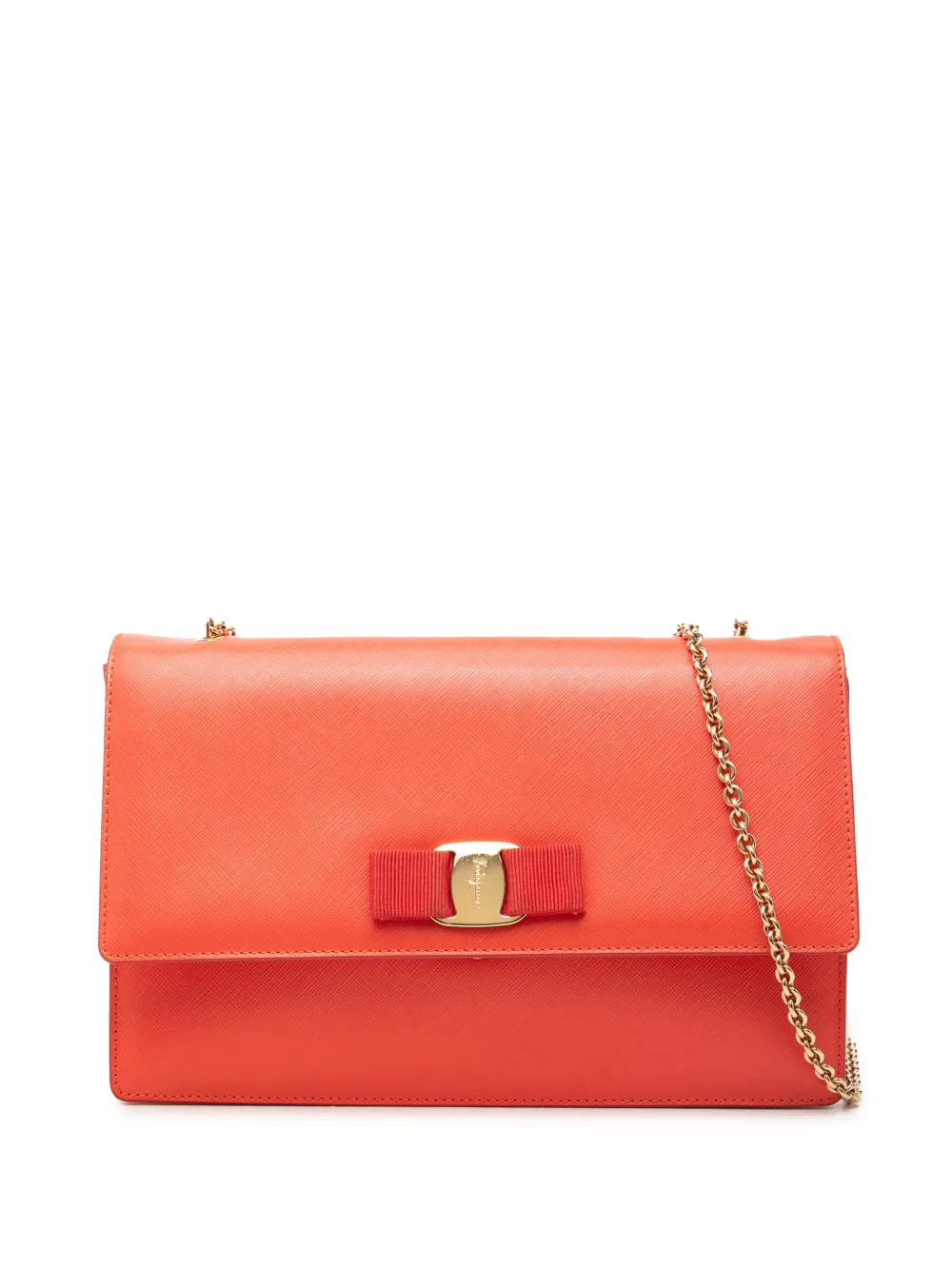 Ferragamo Pre-Owned 2010-2026 Leather Vara Bow Chain crossbody bag - Orange