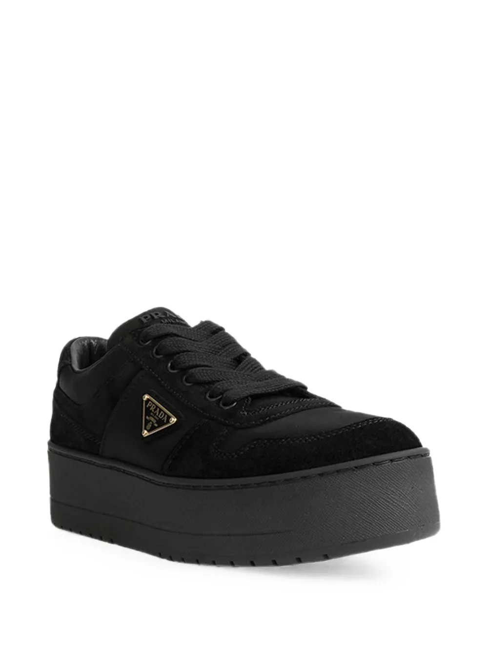 Prada Downtown Bold Re-Nylon and suede sneakers Zwart
