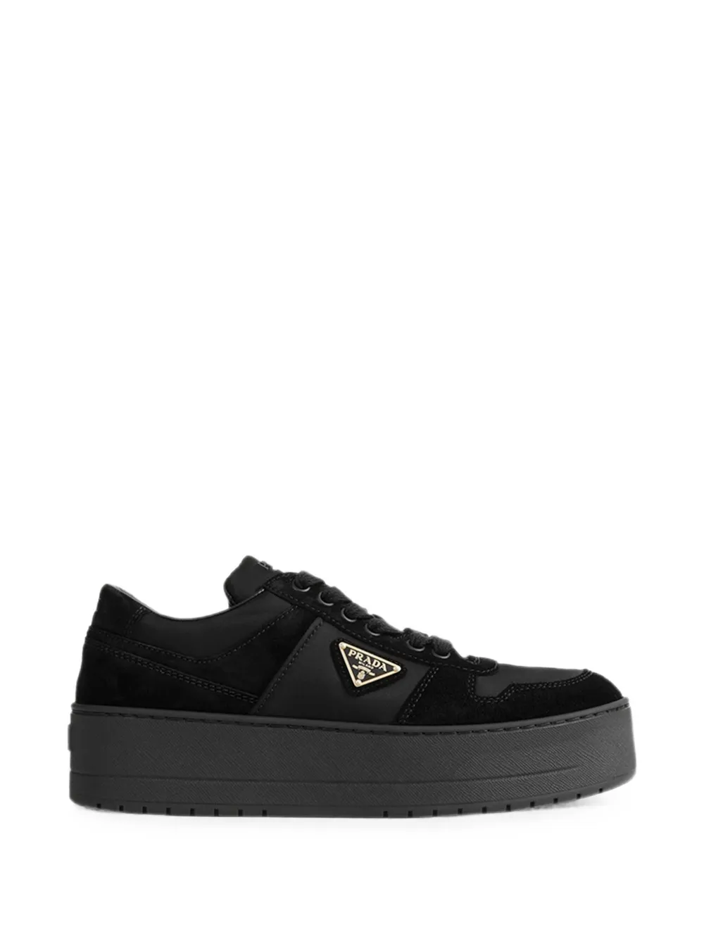 Prada Downtown Bold Re-Nylon and suede sneakers Zwart