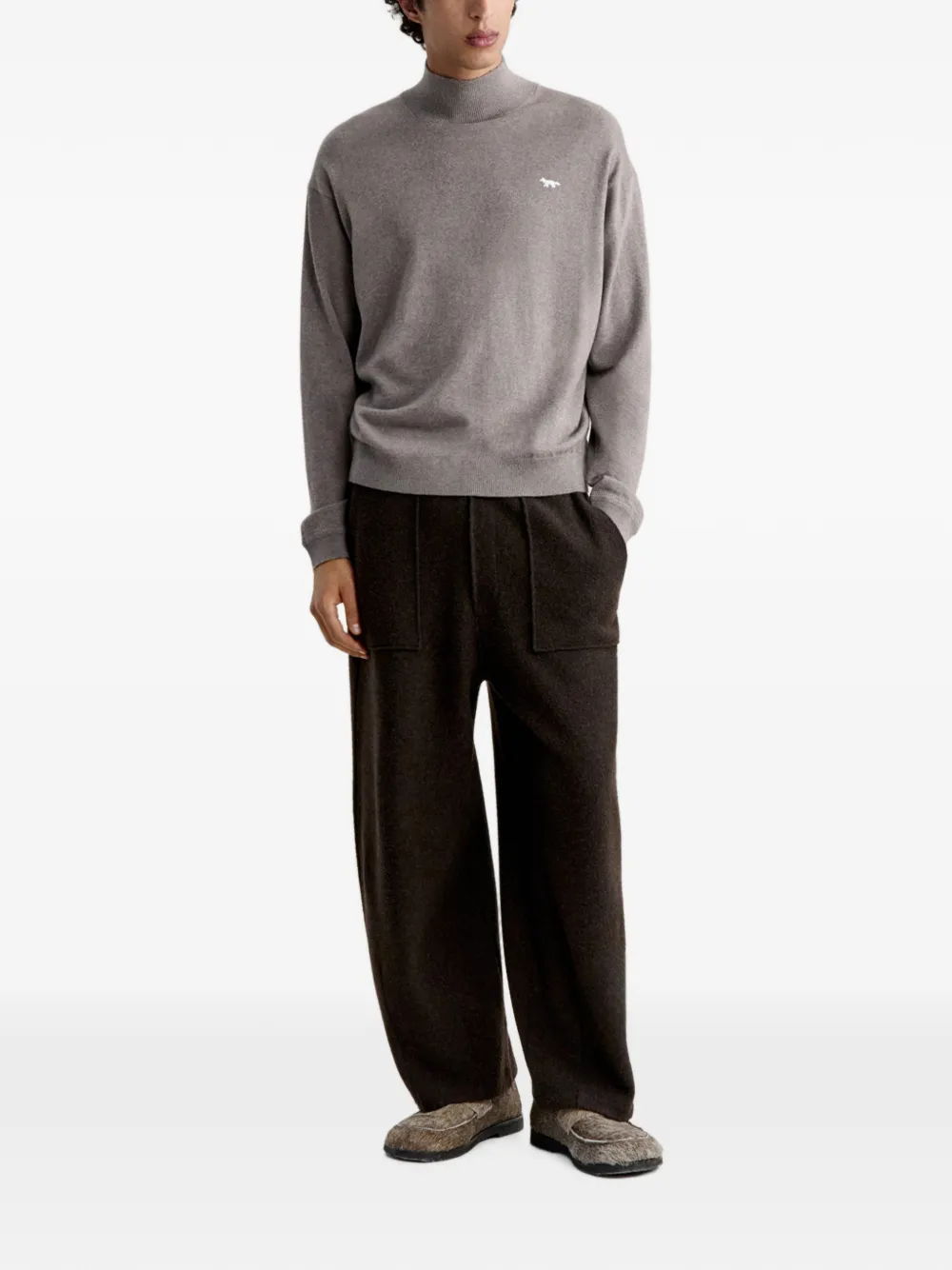 Maison Kitsuné Profile Fox trui met hoge hals Grijs