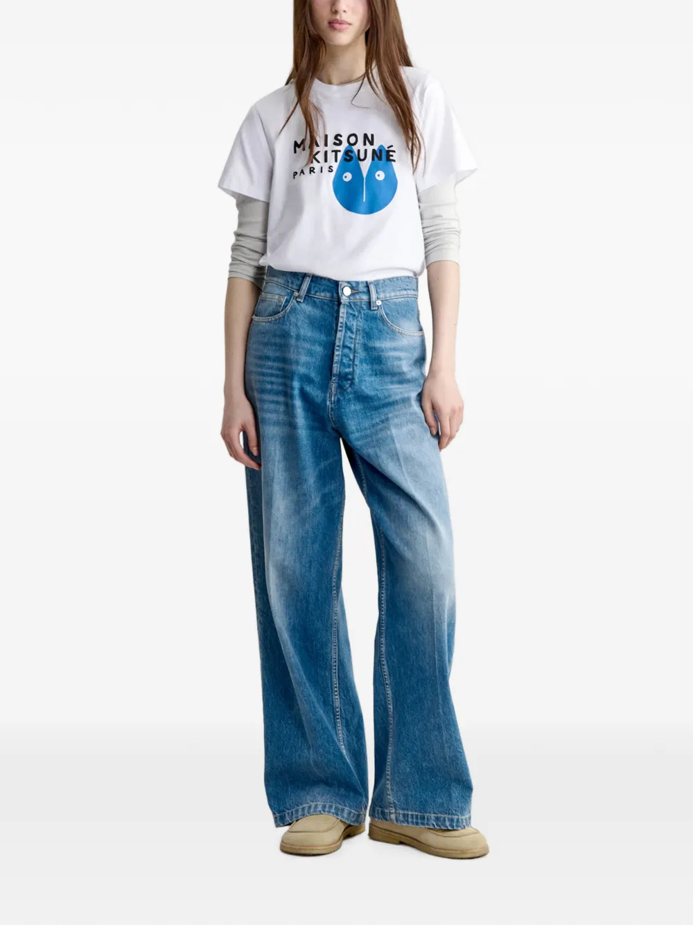 Maison Kitsuné Fortune Fox katoenen T-shirt Wit