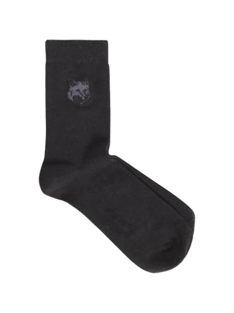 Maison Kitsuné calcetines con parche de zorro y ribete de canalé