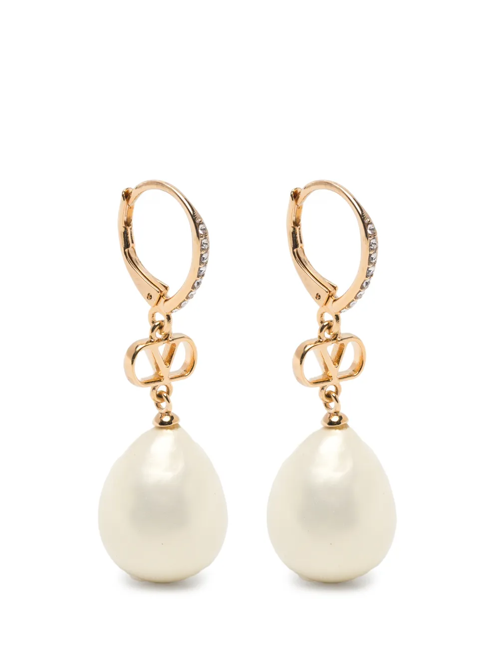 Valentino Garavani VLogo Signature pearl-drop hoop earrings - Oro