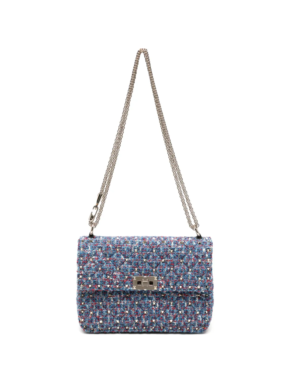 Valentino Garavani medium Rockstud tweed shoulder bag - Blu