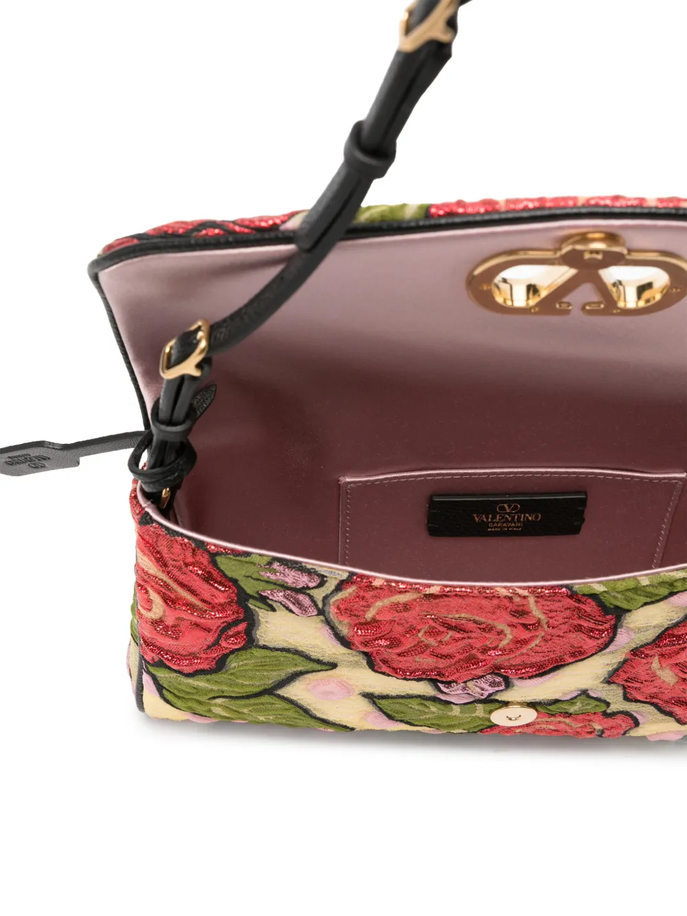Valentino Garavani VLogo schoudertas met kralen en bloemen Rood