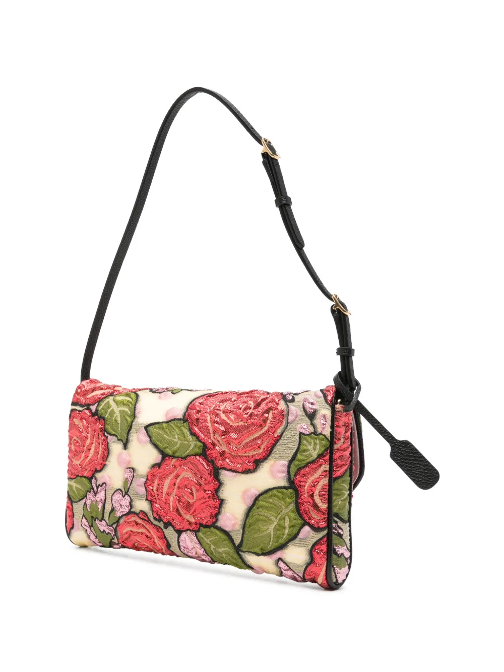 Valentino Garavani VLogo schoudertas met kralen en bloemen Rood
