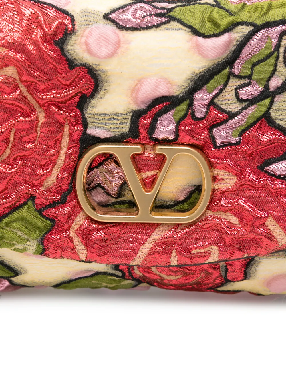 Valentino Garavani VLogo schoudertas met kralen en bloemen Rood