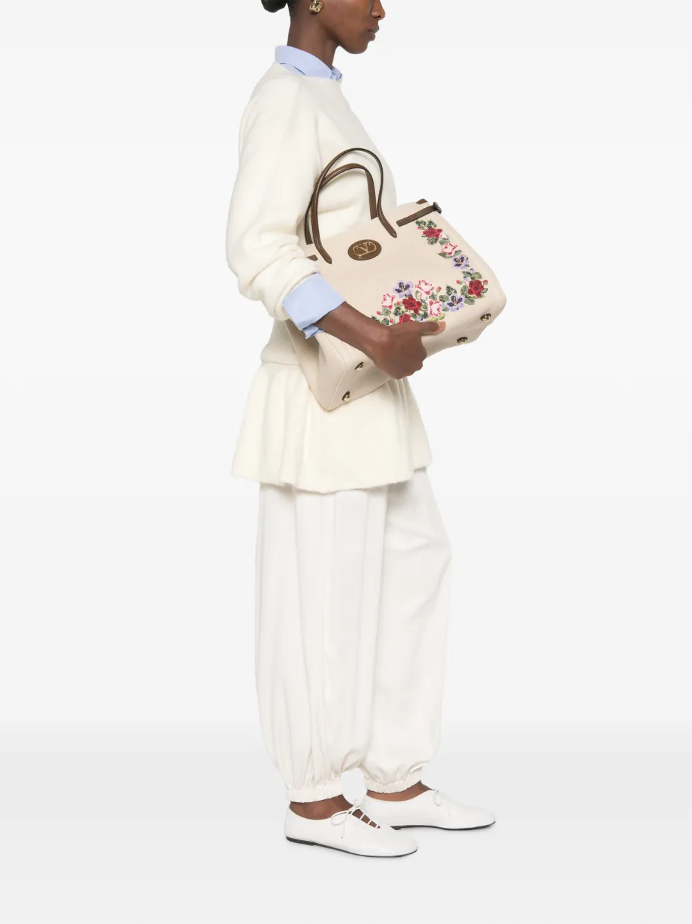 Valentino Garavani Kleine Antibes linnen shopper Beige